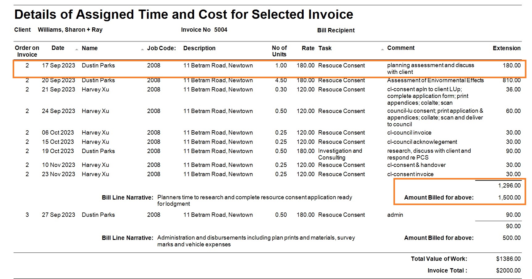 Fee Contribution (aka. Invoice Fee Contribution, WIP Value Fee Contribution, Earnings) Abtrac