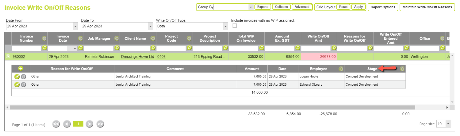 Reason for Write offs and Write ons – Abtrac Support