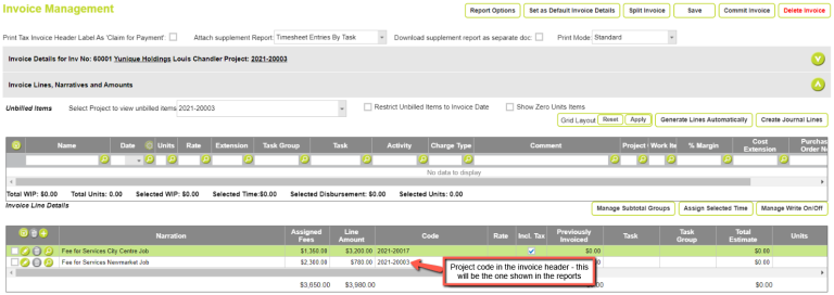 Project Write Off WIP Write Ons and Write Offs By Invoice By Project Report – Abtrac Support