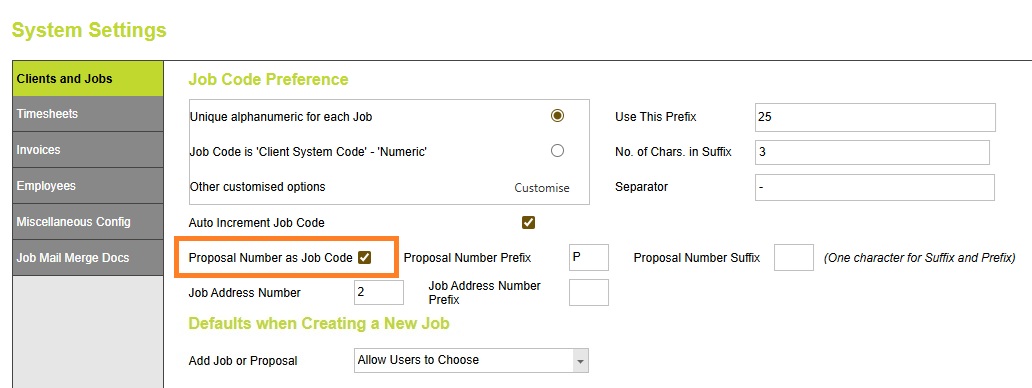 Proposal Control Number Administration Settings for Proposals – Abtrac Support